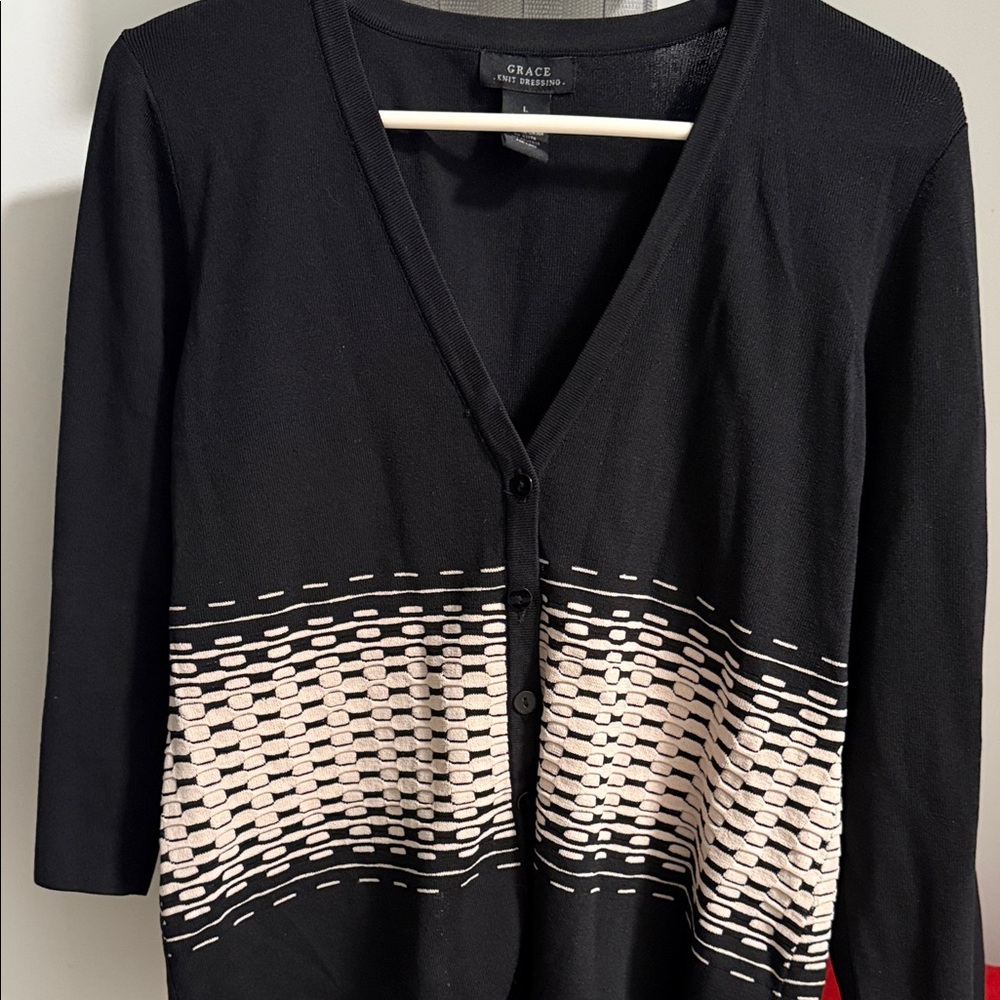 Grace Women's Black and Cream Cardigan